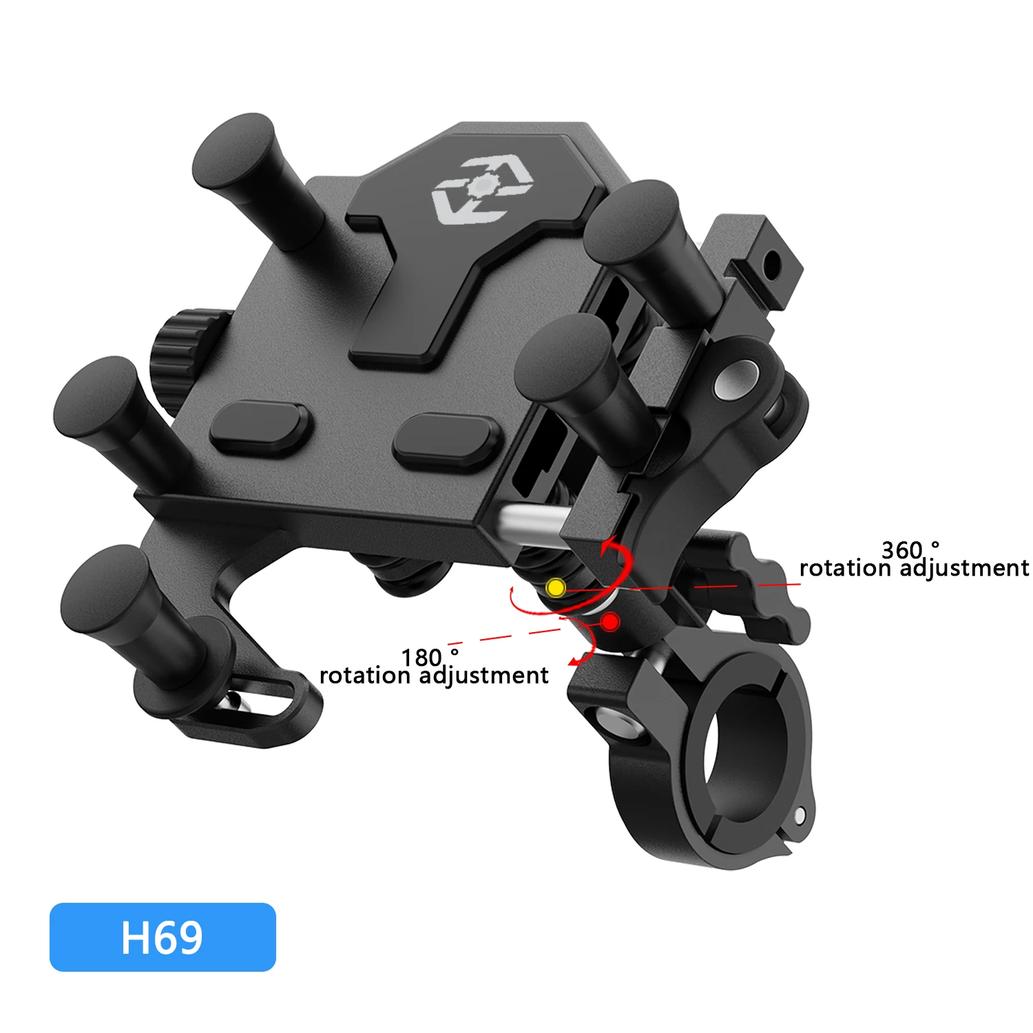

Универсальный держатель для телефона на мотоцикл из алюминиевого сплава, амортизирующий, для велосипеда, кронштейн для навигации на руль, поворот на 360° ° Регулируемая поворотная подставка