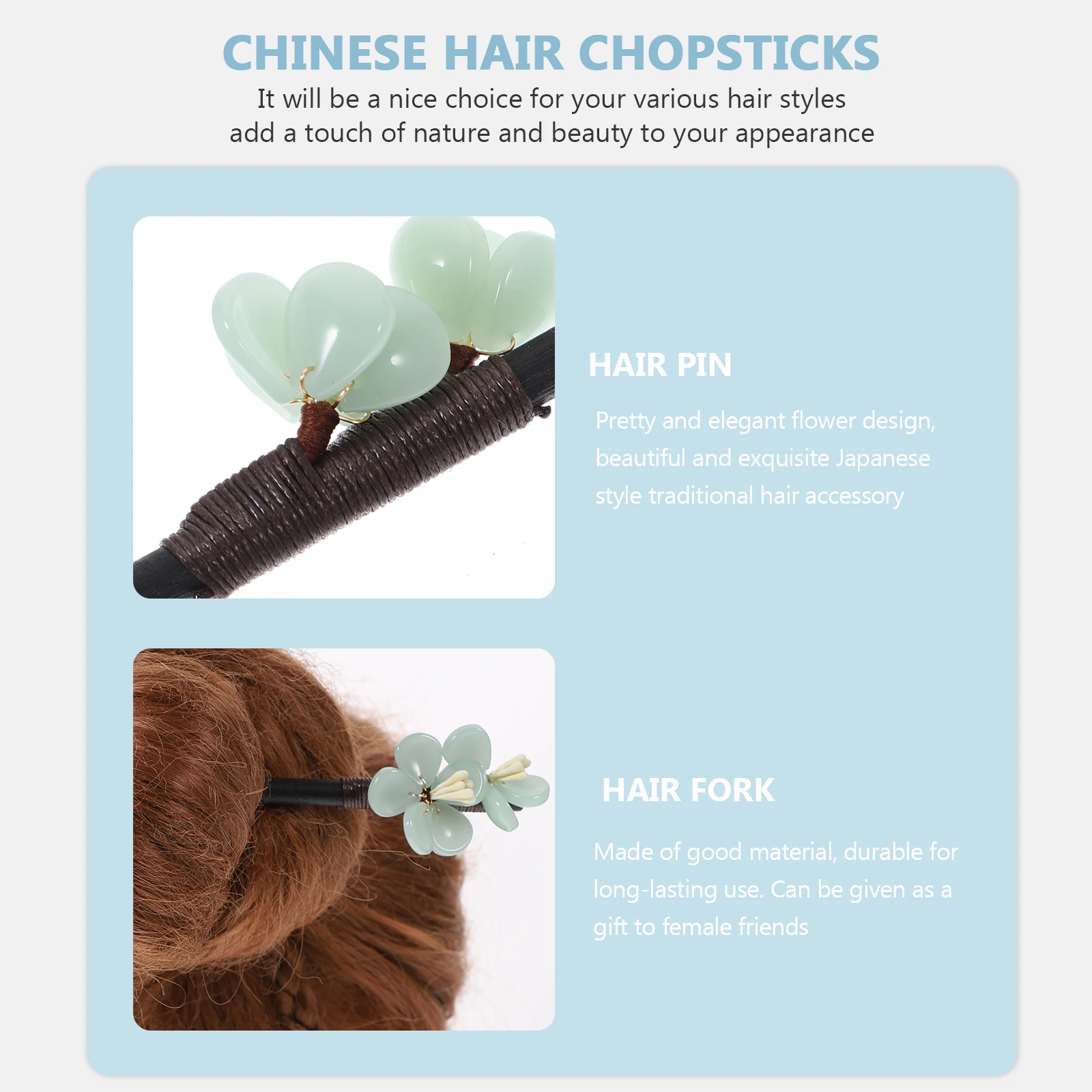 

Green Hairpin Vintage Wooden Stick Handmade Chinese Retro Accessories for Cosplay Party Bride Decorative Pins Hair Styling Tool