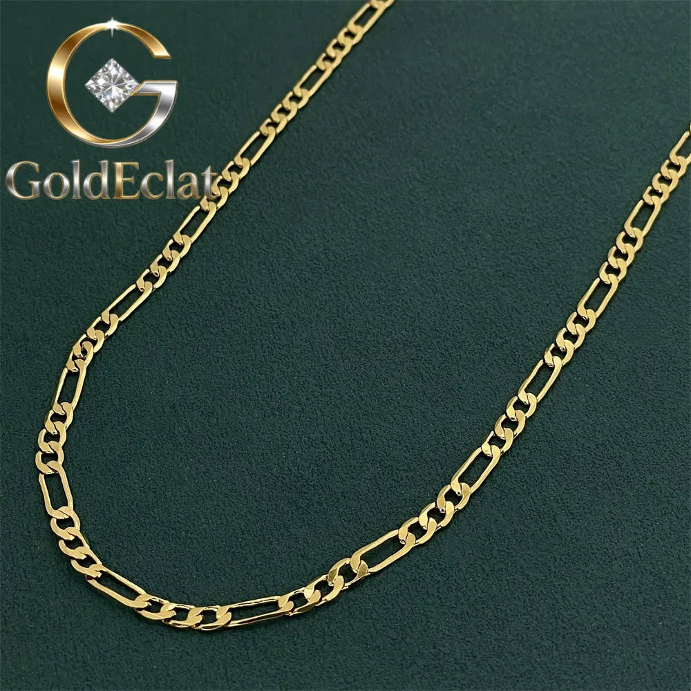 

Золотая цепочка GoldEclat Luxury 24K 9999 из чистого золота, ширина 2 мм, унисекс, геометрический кубинский дизайн, 45 см, 50 см, 55 см, 60 см.