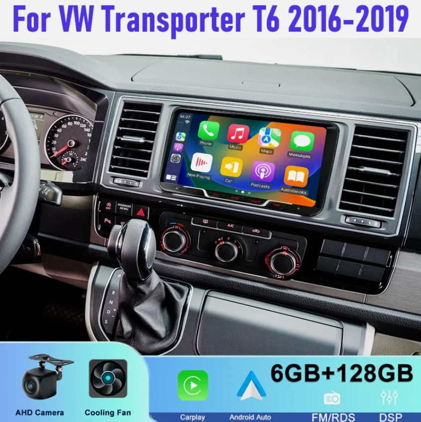 Android 15 9inch Car Stereo Radio Multimedia Video Player Autoradio For VW Transporter T6 2016-2019 8GB+128GB FM Rear Camera