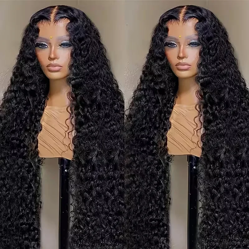 

200 Density Water Wave 5x5 Hd Lace Closure Glueless wigs Human Hair Pre Plucked Wear and Go Deep Curly Lace Front Wigs for Women