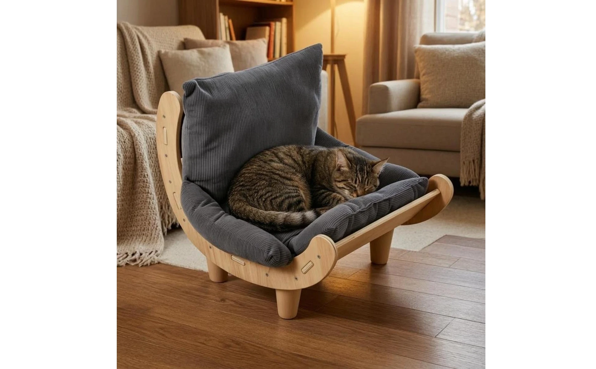 Feline Scratcher Bed 2-in-1 Sisal Feline Lounger Pet Furniture Corrugated Cardboard Long-Lasting