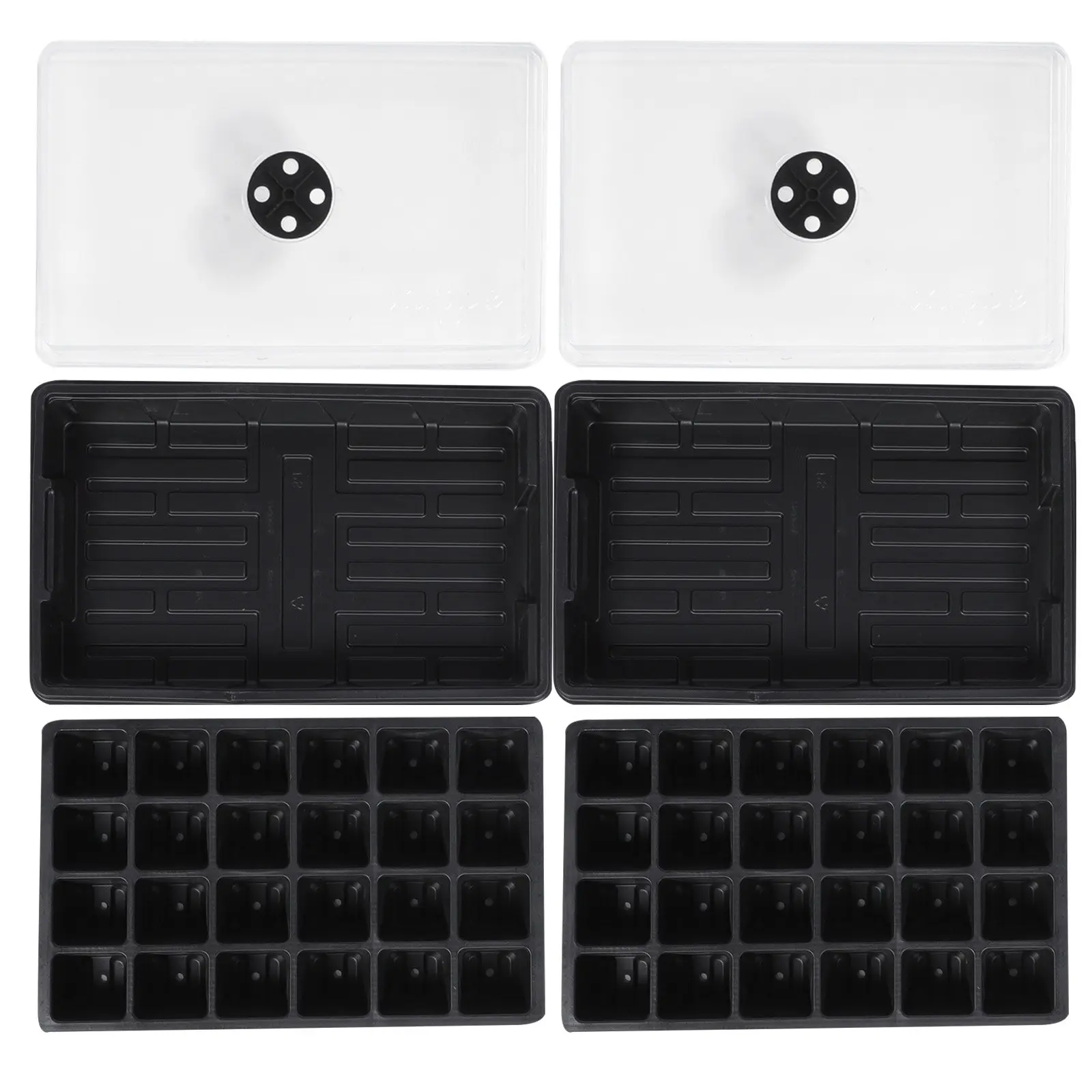 2Pcs Heavy Duty Plastic Nursery Tray 24 Holes Germination Box Waterproof Moisture Proof Corrosion Resistant Gardening Tray