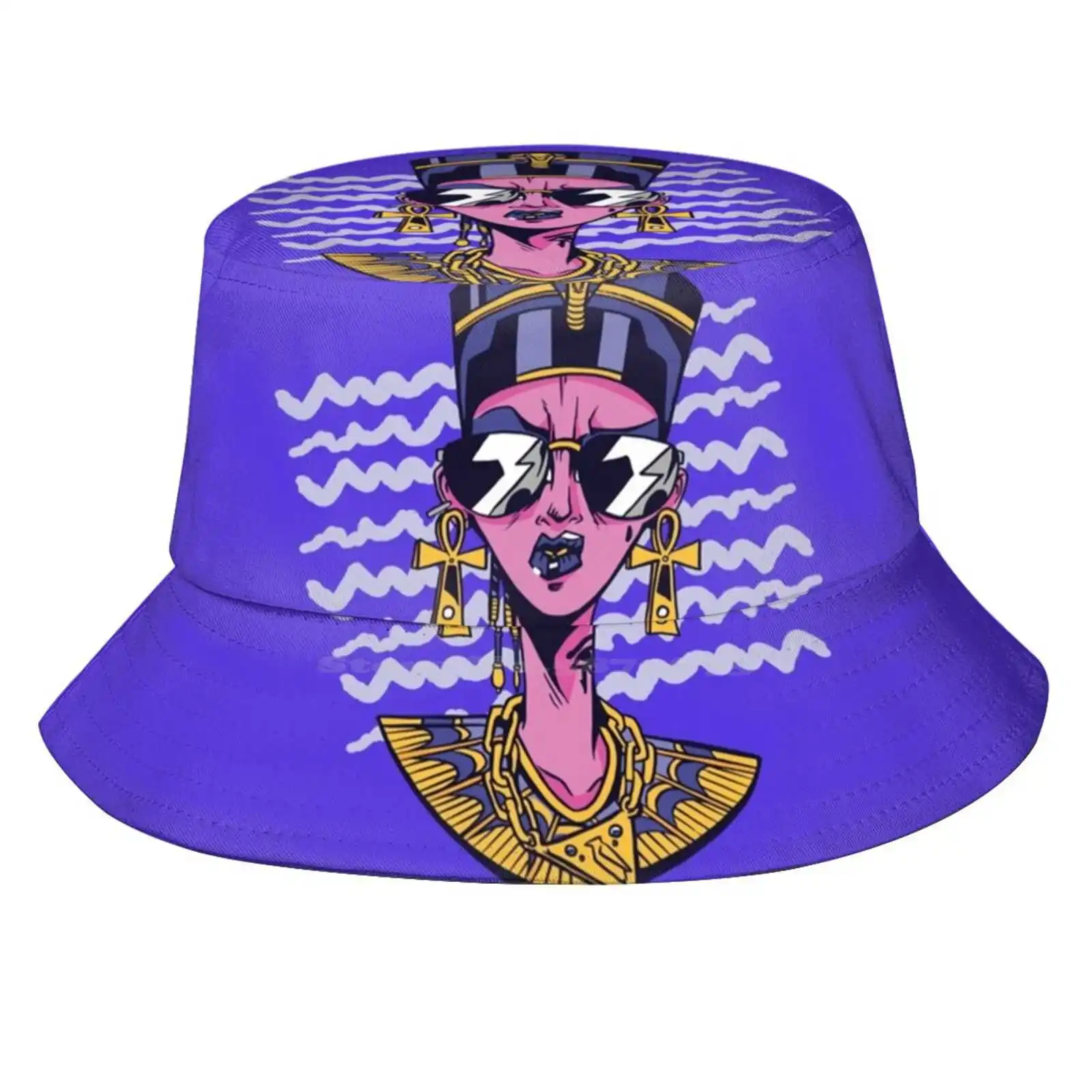 Cool Nefertiti Sun Cap Fisherman Hat Bucket Hats Female Ancient Nefertiti Artwork Nefertiti Portrait Egyptian Symbol Egyptian