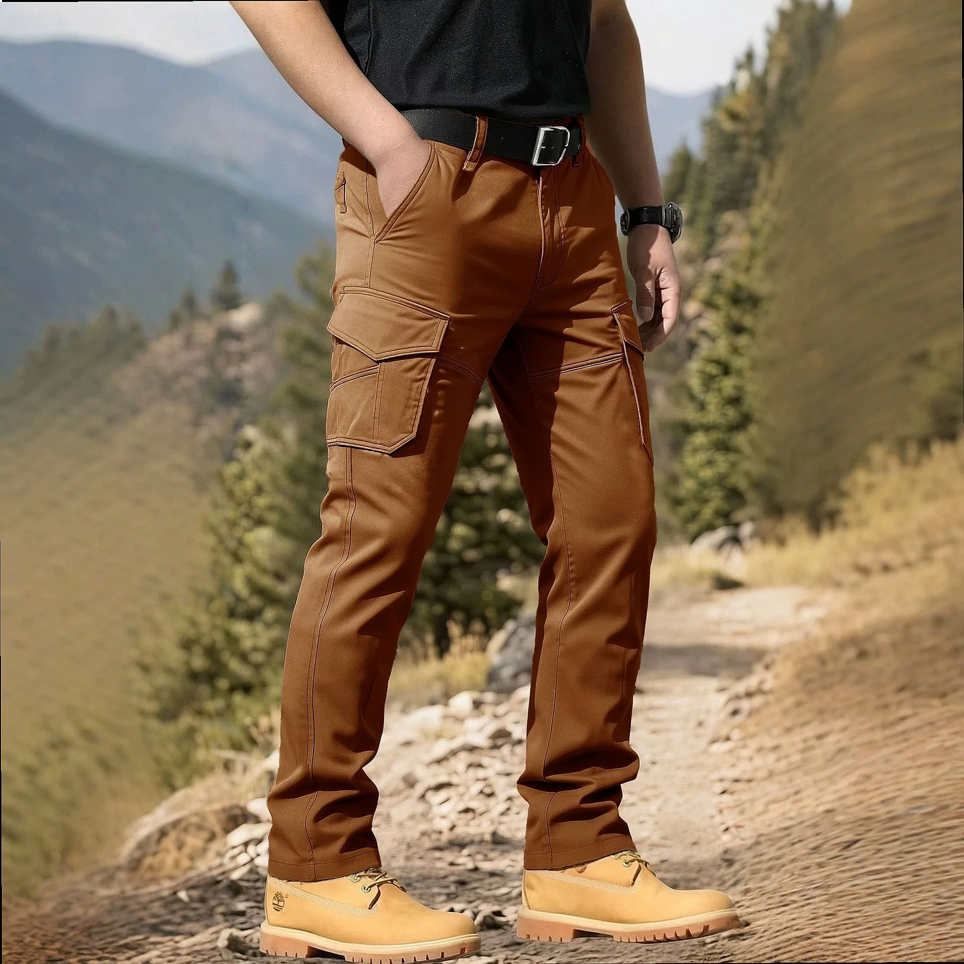 Men's Cargo Pants Multi-Pocket Casual Trousers Overall Jumpsuit Spring Summer