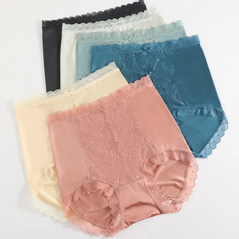 ارتفاع الخصر الدانتيل النساء سراويل الحرير الجليد رقيقة مطاطا ملخصات الملابس الداخلية سلس الفاخرة ملابس داخلية جيدة التهوية بعقب رفع السروال