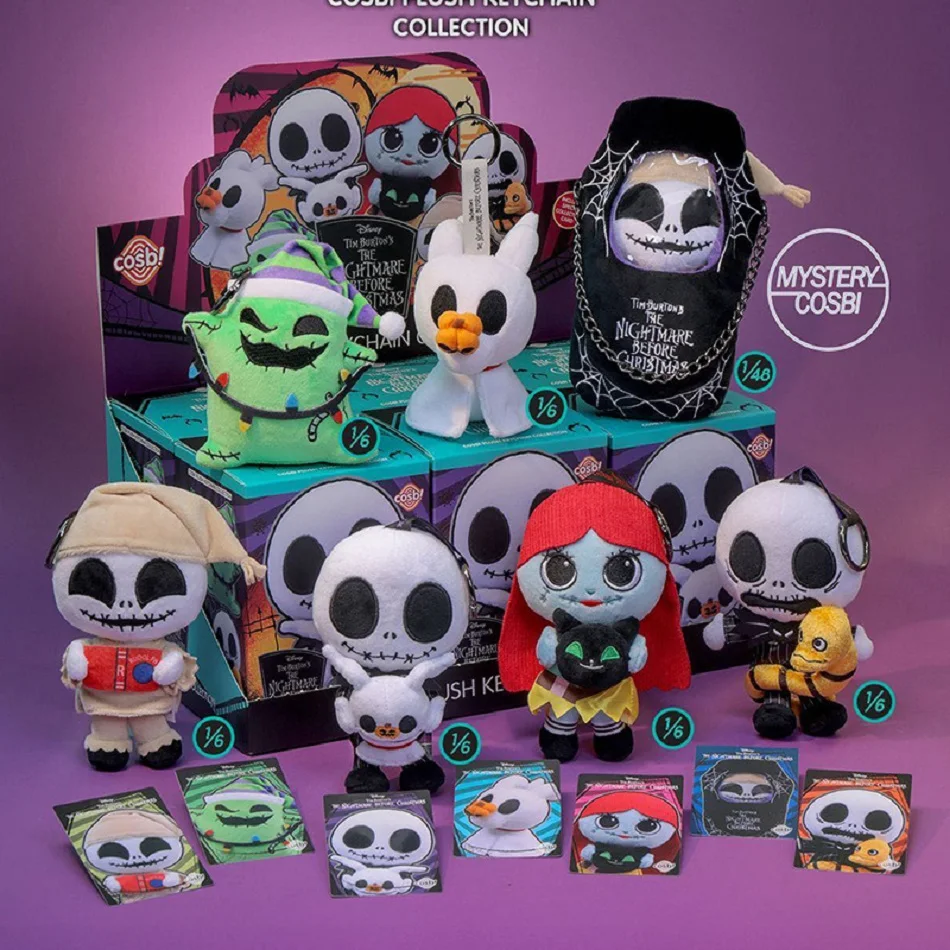 Jouets en peluche Disney, série Nightmare Before Christmas, boîte aveugle, poupées en peluche, porte-clés pendentif, boîte mystère, cadeaux de Collection