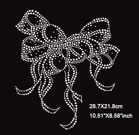 5pcs/lot(26.7X21.8cm)Bow pattern Hot fix Rhinestone Transfer Motifs DIY Crystal Rhinestone Motif Design Sewing Kit(JA-1234)