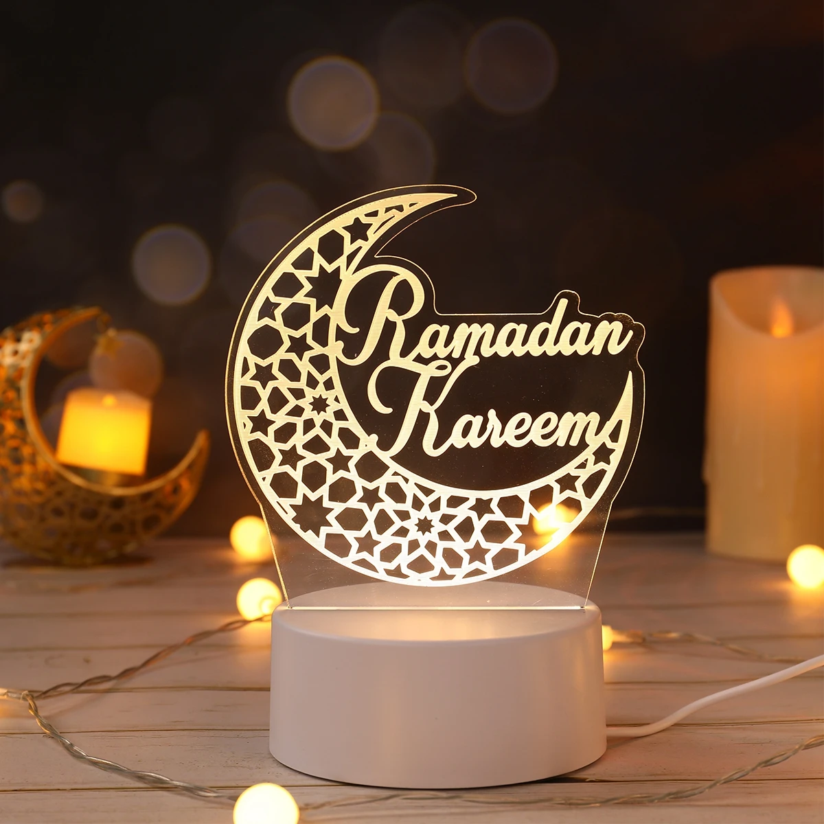 Ramadan Decor LED 3D Acrylic Night Light EID Mubarak Decor 2025 For Home Ramadan Kareem Islamic Muslim Party Eid Al Adha Gifts