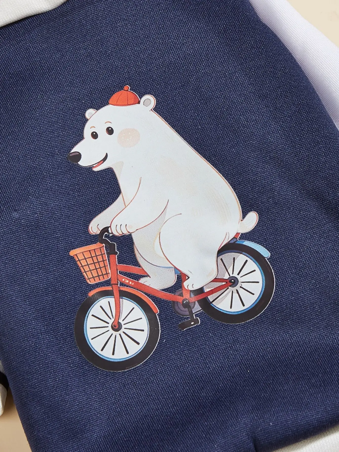 Pet clothes dog cat jacket warm and comfortable clothes with white bear cycling print navy blue new piece