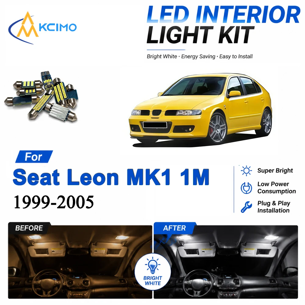 Dome Map Car Interior Reading Light For Seat Leon MK1 1M 1999-2005 Super Bright Cabin Illumination Auto Accessories