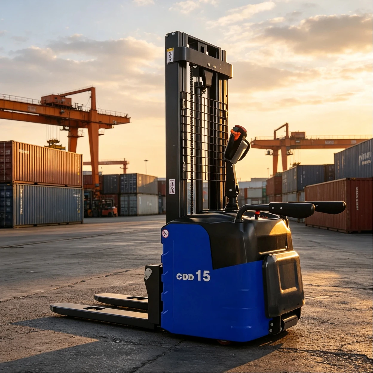 Electric Pallet Stacker 1.5 Ton 2 Ton Durable Self-Loading Full Battery Operated New Model for Material Handling