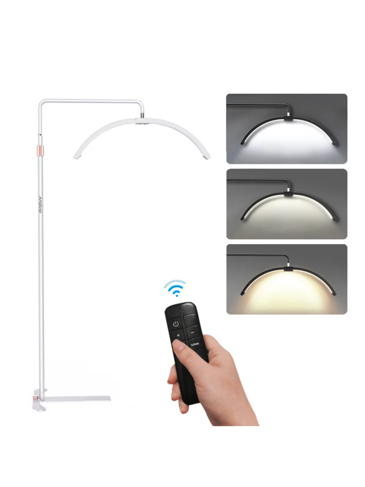 Andoer HD-M5X 36W sol LED lumière vidéo demi-lune en forme de lumière de remplissage 3000K-6000K réglable avec 180 cm/ 70,9 pouces support de lumière en métal