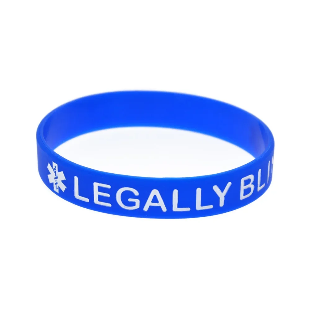 50 Pcs Legally Blind Silicone Wristband Medical Alert Bangle Carry This Message As A Reminder in Daily