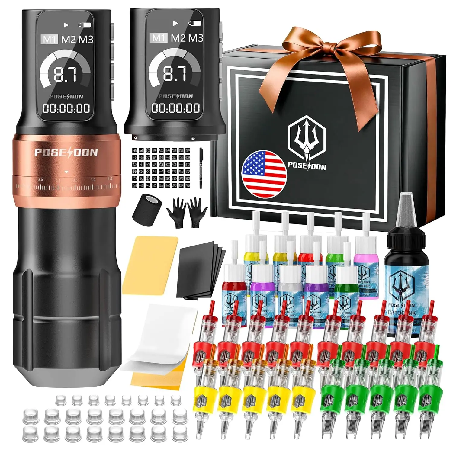 

Wireless Tattoo Pen Kit 7 Stroke Lengths 2 Batteries 2300mAh 11 Ink 20 Needles