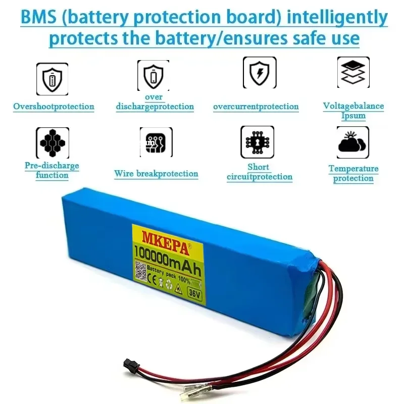 36V 100000mAh 36v Electric Scooter Battery Lithium Electric Scooter 500W Electric Scooter Battery 36v 10s3p Battery