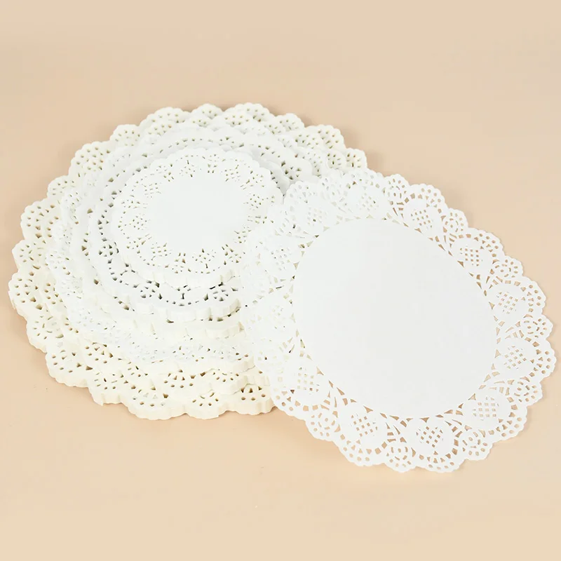 100pcs Circle Lace Paper Doilies Placemats Wedding Party Tableware White Paper Mats Placemat Decorative DIY Scrapbooking Crafts