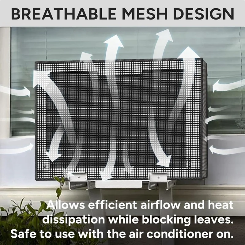 Air Conditioner Covers for Outside Window Units: Mesh Cover for U Shaped AC 8000BTU, 10000BTU, , Waterproof Black-SPMI