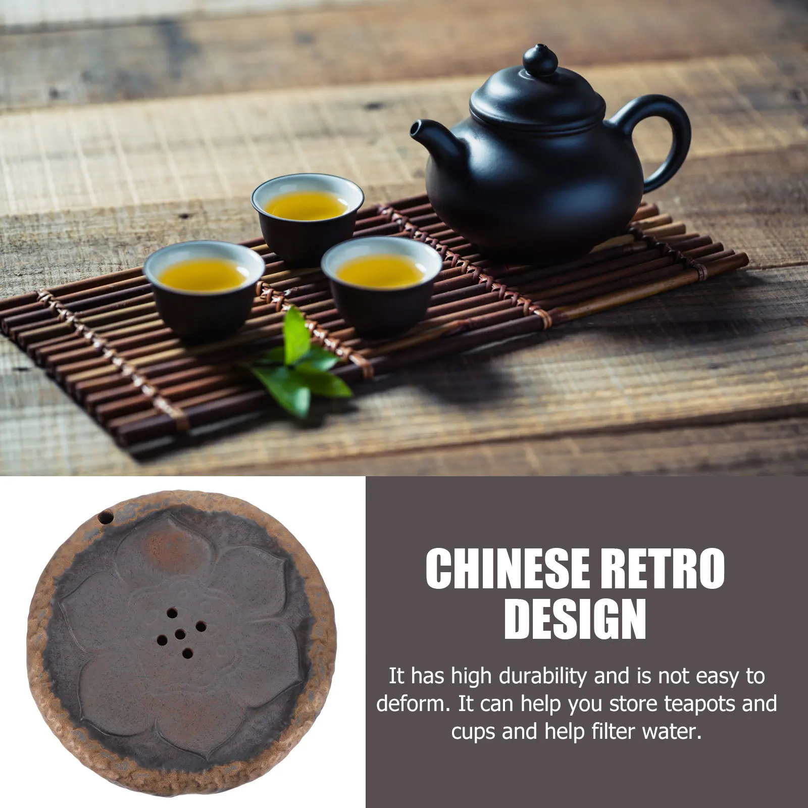 

Crude Pottery Tea Tray Home Tea Tray Decorative Tea Plate Teapot Holder Tea Serving Tray
