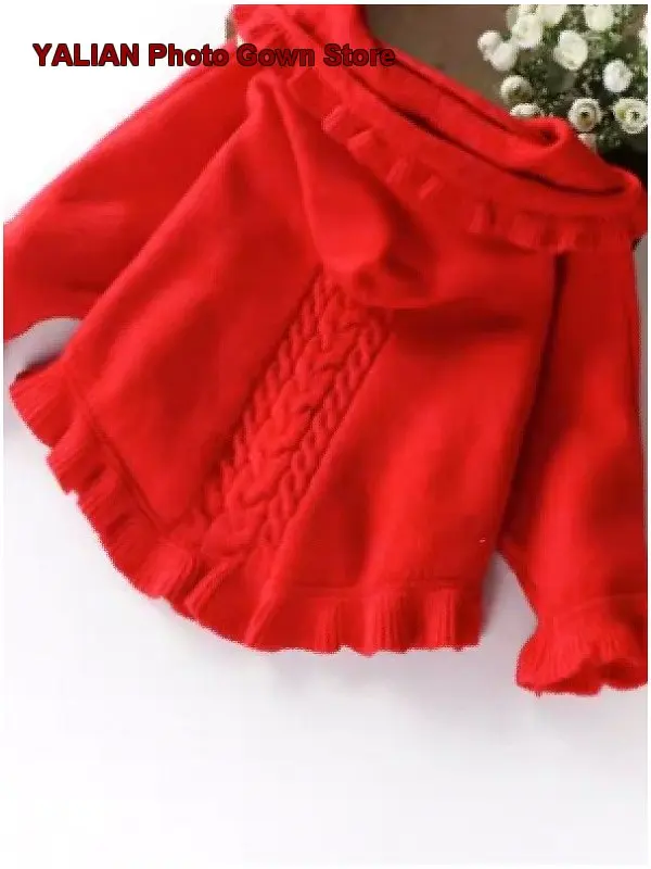 Girls Cardigan Spring Autumn 2026 Infant Caped Batwing Knit Outerwear Kids