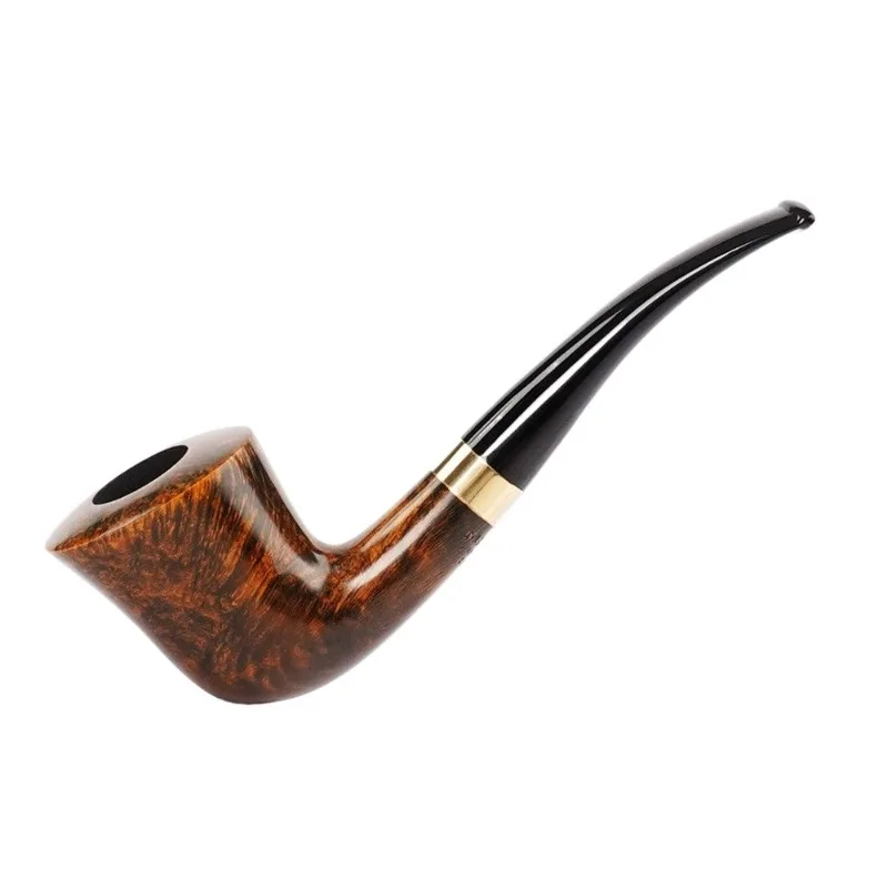 For Stone Nanmu Pipe Handmade Pipe 9mm Filter Traditional Old-fashioned Men's Special Smoking Set Solid Wood Flat Plug Pipe