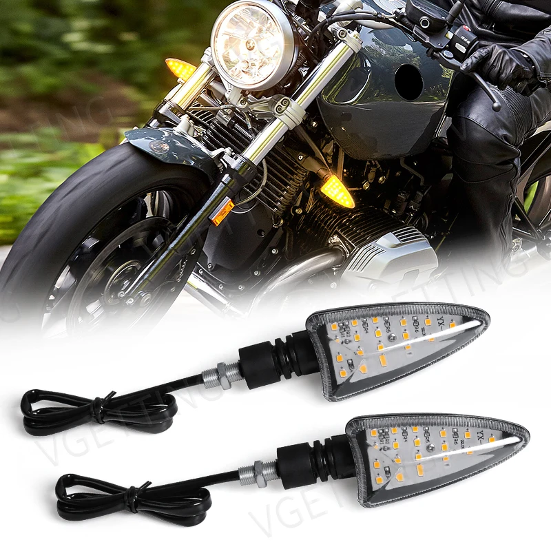 Motorcycle Turn Signal Lights LED Directional Indicators Universal Motorbike Flasher Super Bright Amber Blinker Moto Accessories