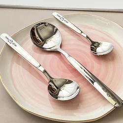 WORTHBUY 316 Stainless Steel Cake Dessert Spoon Kid Spoon Long Handle Soup Spoon Honey Ice Cream Scoop Kitchen Child Tableware