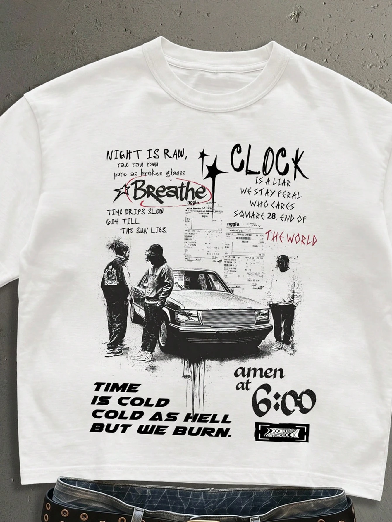 2026 New Parent‑Child Matching T‑Shirt Retro Street Character Old Car Handwritten Text Graphic Loose Cotton Tee Casual Tops