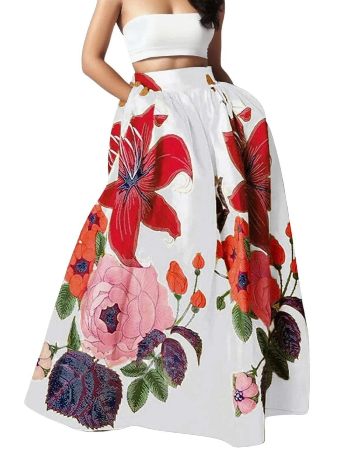 Falda de playa holgada con estampado de cintura alta para mujer, falda larga de verano para calle, TING, otra marca de ropa de 8 a 29 años