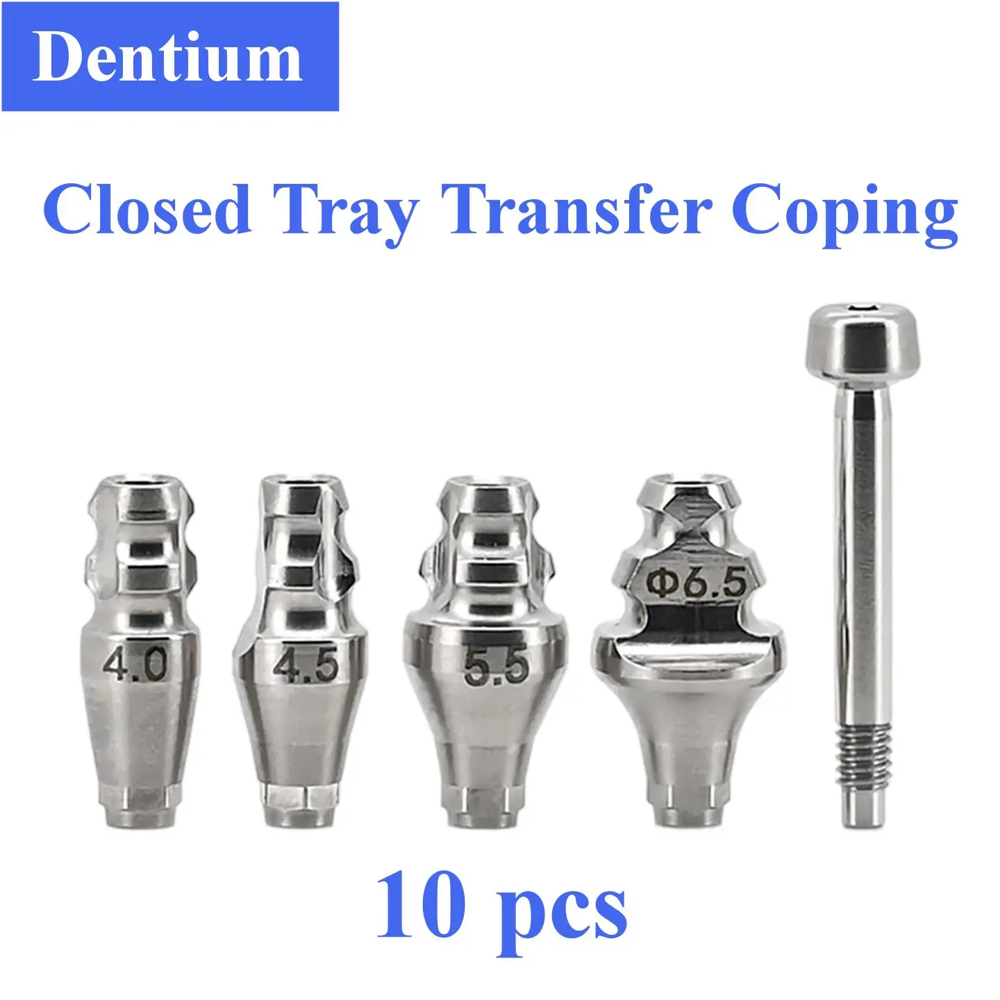 10Pcs Dental Closed Tray Transfer Copings Compatible With Dentium Systems Titanium Hex Engaging Impression Screws Hardware Tools