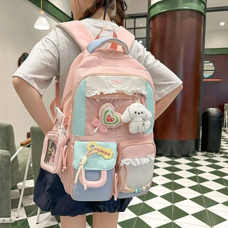 Cute Transparent Large-Capacity Girls, Schoolbag For Elementary And Middle Students, High-Appearance-Value Junior High School