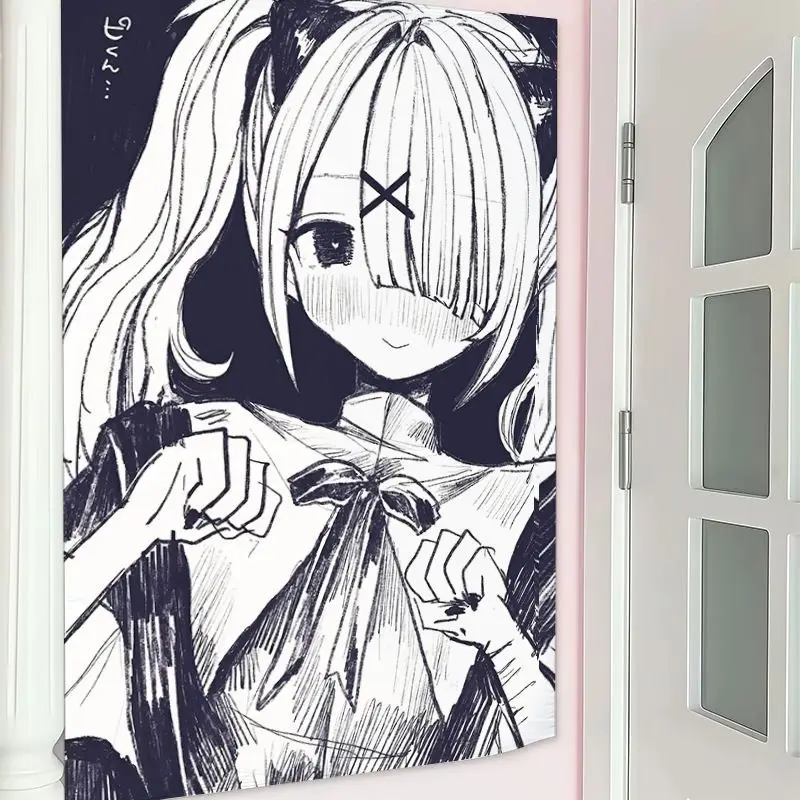 VIKAMA Polyester Cute Kawaii Maid Angel Anime Girl Print Tapestry Wall Hanging For Bedroom Dorm Aesthetic Room Decor Gift