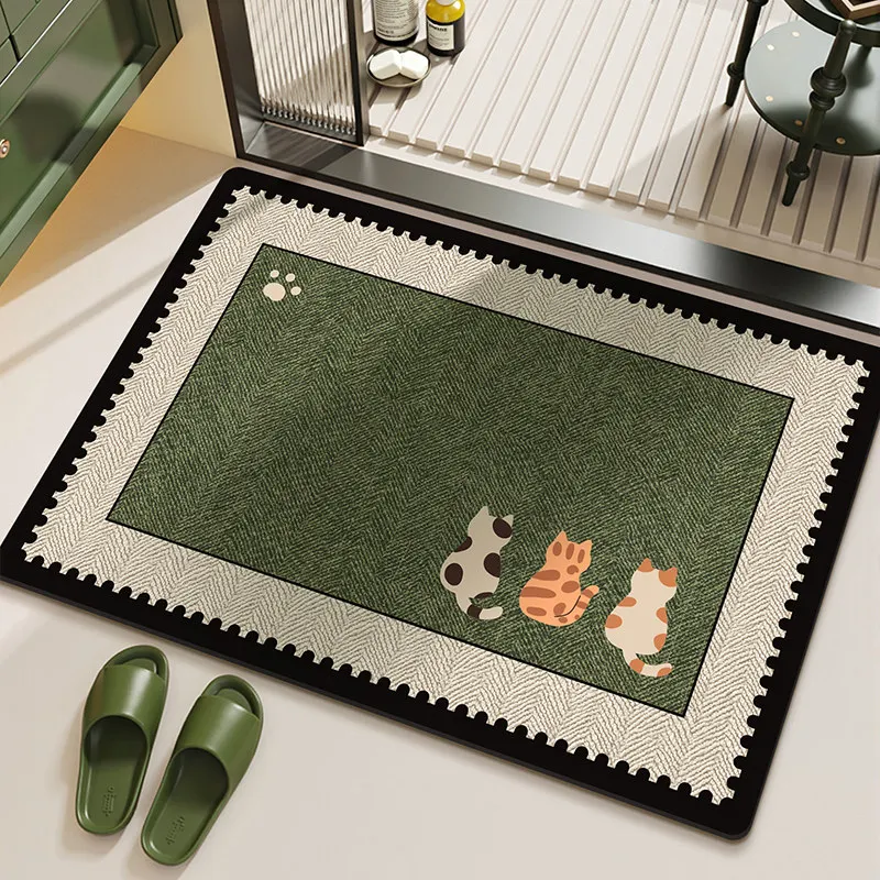 VIKAMA Minimalist Ins Style Marble Anti Slip Bath Mat Bathroom Shower Room Water Absorption Quick Drying Carpet Bathroom Decor