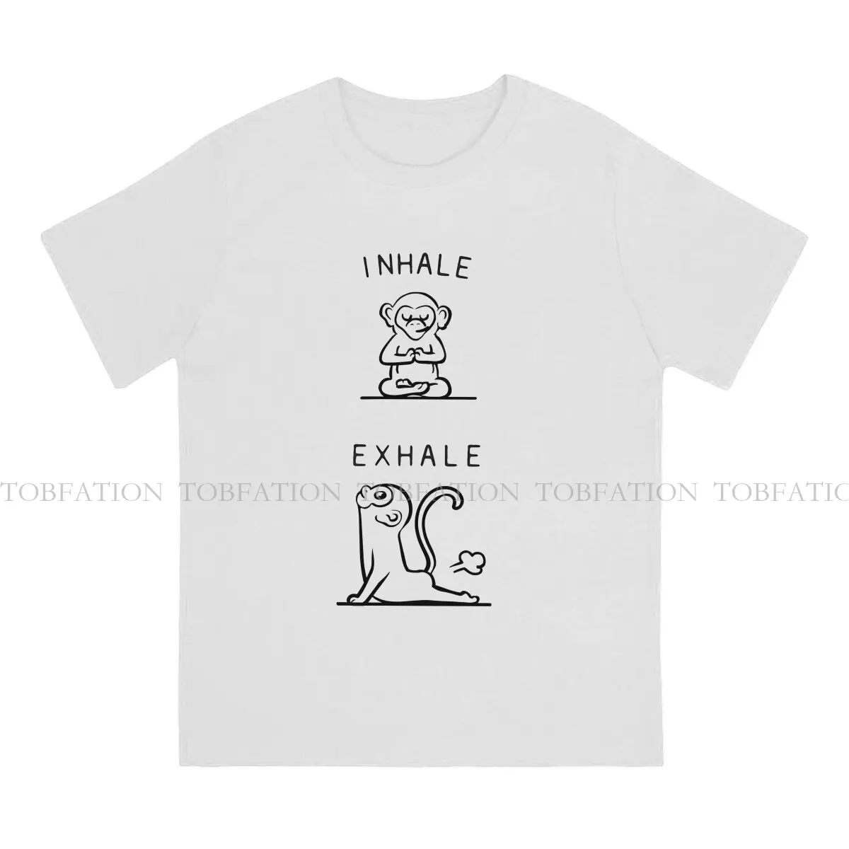 Inhale Exhale Hipster TShirts Monkey Animal Men Graphic Pure Cotton Tops T Shirt Round Neck