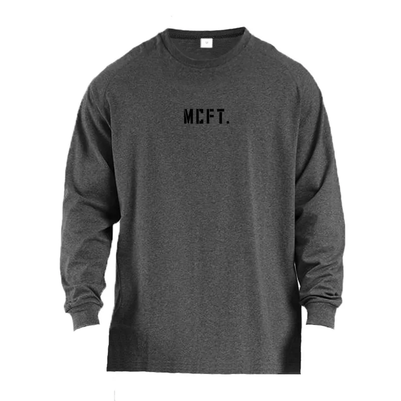Men's Breathable Loose Long Sleeves Oversized Fitness Comfortable Gym Training Bodybuilding Cotton T-shirt Sport Muscle Shirt image 4