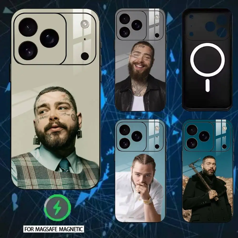 

P-Post Malone Singer Phone Case For iPhone 17/16/15/14/13/12/Plus/Pro/Max for Magnetic Wireless Charging