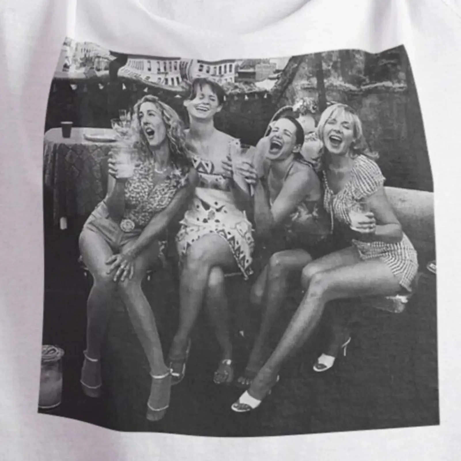 Vintage Black White Sex and The City T Shirt Carrie Miranda Samantha Charlotte Comedy Drama Series Casual vintage Washed