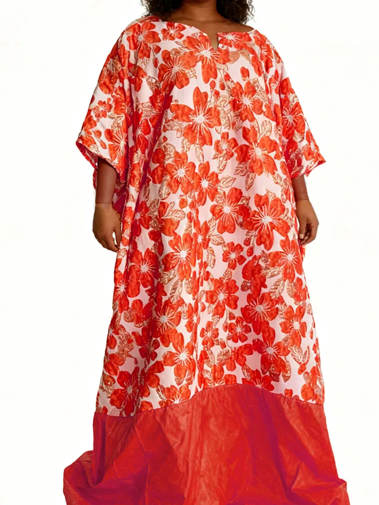 Robe Boubou en brocart Bazin Riche de luxe 2025 |   Robe caftan élégante en organza imprimé africain pour mariage et événements spéciaux