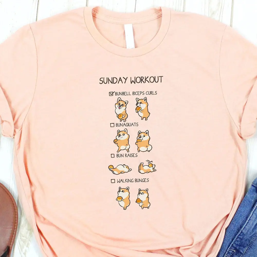 Sunday Workout T Shirt Funny Dog Lover Cute