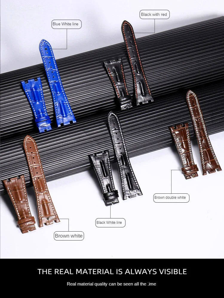 Double-Notch Watch Strap for AP Aibi Royal Oak Series Waterproof Sweatproof Watch Band 28mm Special Leather Watch Chain for Men