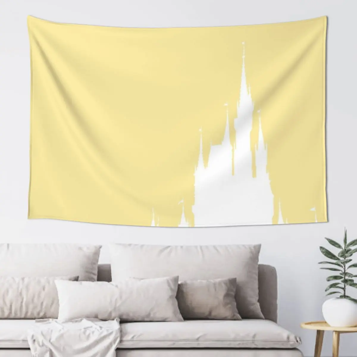 Magic Castle Silhouette Sunflower Yellow #Pastel Tapestry On The Wall Japanese Room Decor Living Room Decoration Tapestry