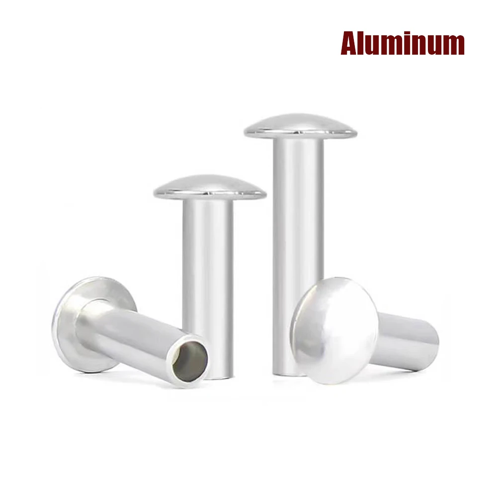 10/50pcs M2 M2.5 M3 M4 M5 M6 Aluminum Round Flat Truss Pan Head Half Semi Hollow Shank Rivet Screw Dia 2-6mm Length 3-30mm GB873