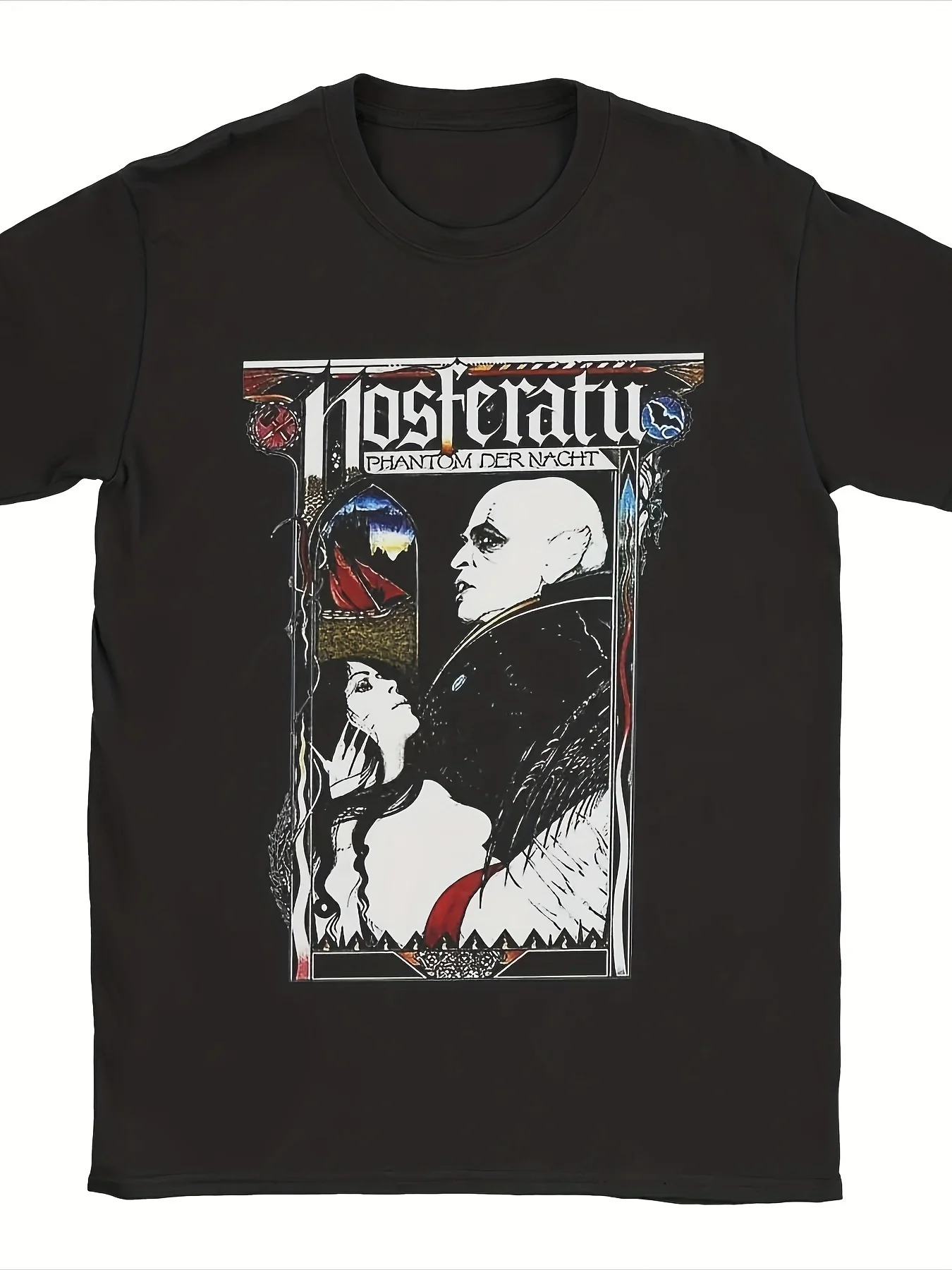 Nosferatu Print Mens Stylish Graphic Print T-Shirt Comfortable Casual Wear Eye-catching Designs High-quality Short Sleeve Tees
