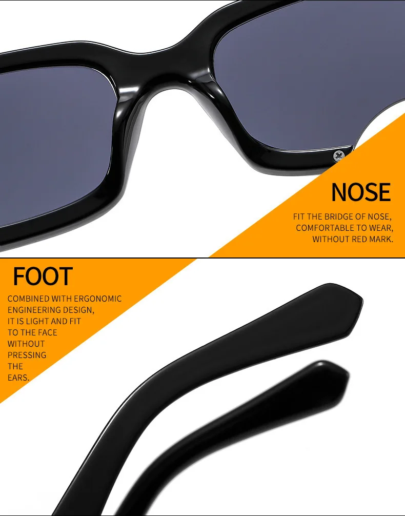 Hip Hop Quadratische Sonnenbrille Frauen Männer Off Notch Loch Design Weiße Sonnenbrille Blau Damen Vintage Brillen UV Schutz – Detail 14