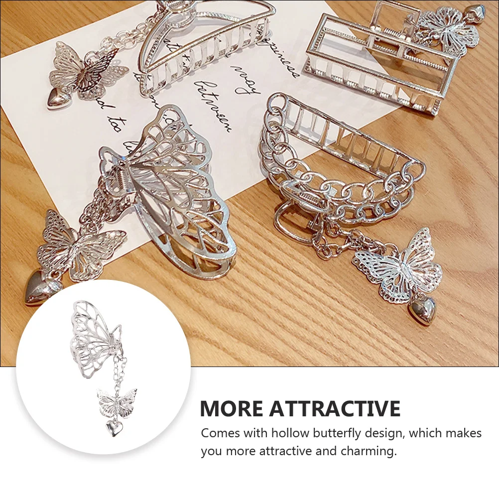 

Butterfly Chain Clip Hollow Design Comfortable Durable Stylish Metal Headdress Women Hair Claw Thin Decorative Barrettes Hair