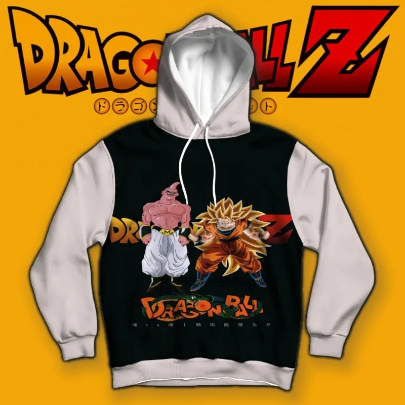 2025年ベストセラー ドラゴンボールZ パーカー 孫悟空（超サイヤ人3）VS魔人ブウ プリント ユニーク レトロスタイル デュエルデザイン アニメファン必見