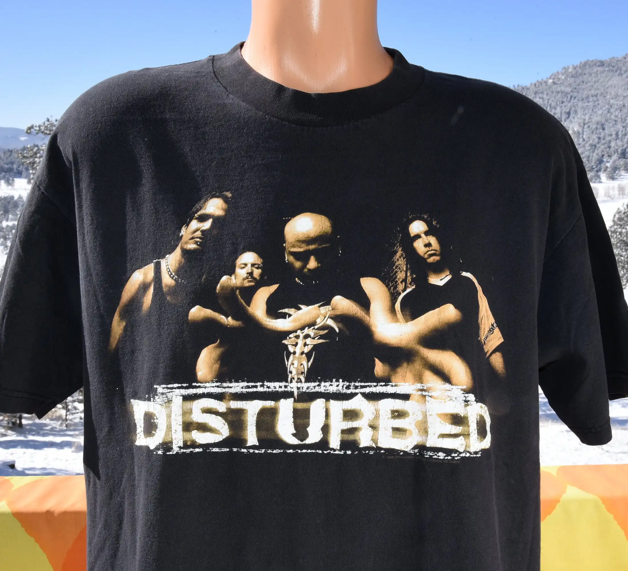 vintage 00s t shirt DISTURBED the sickness metal band tee Large XL giant