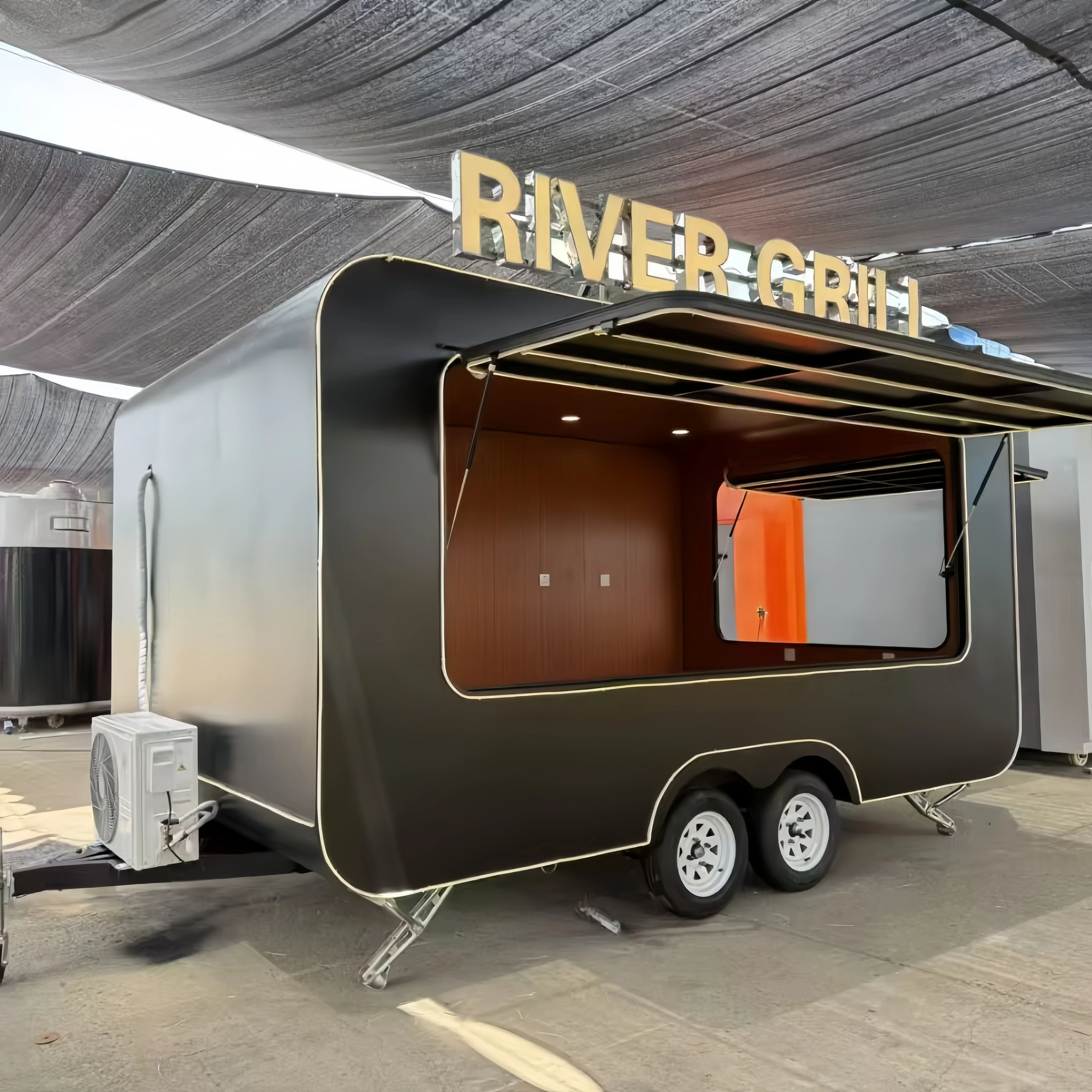 

Portable Outdoor Kitchen Food Truck Trailer Cart Mobile Snack Bar Ice Cream Truck Tent Caravan for Camping And Catering