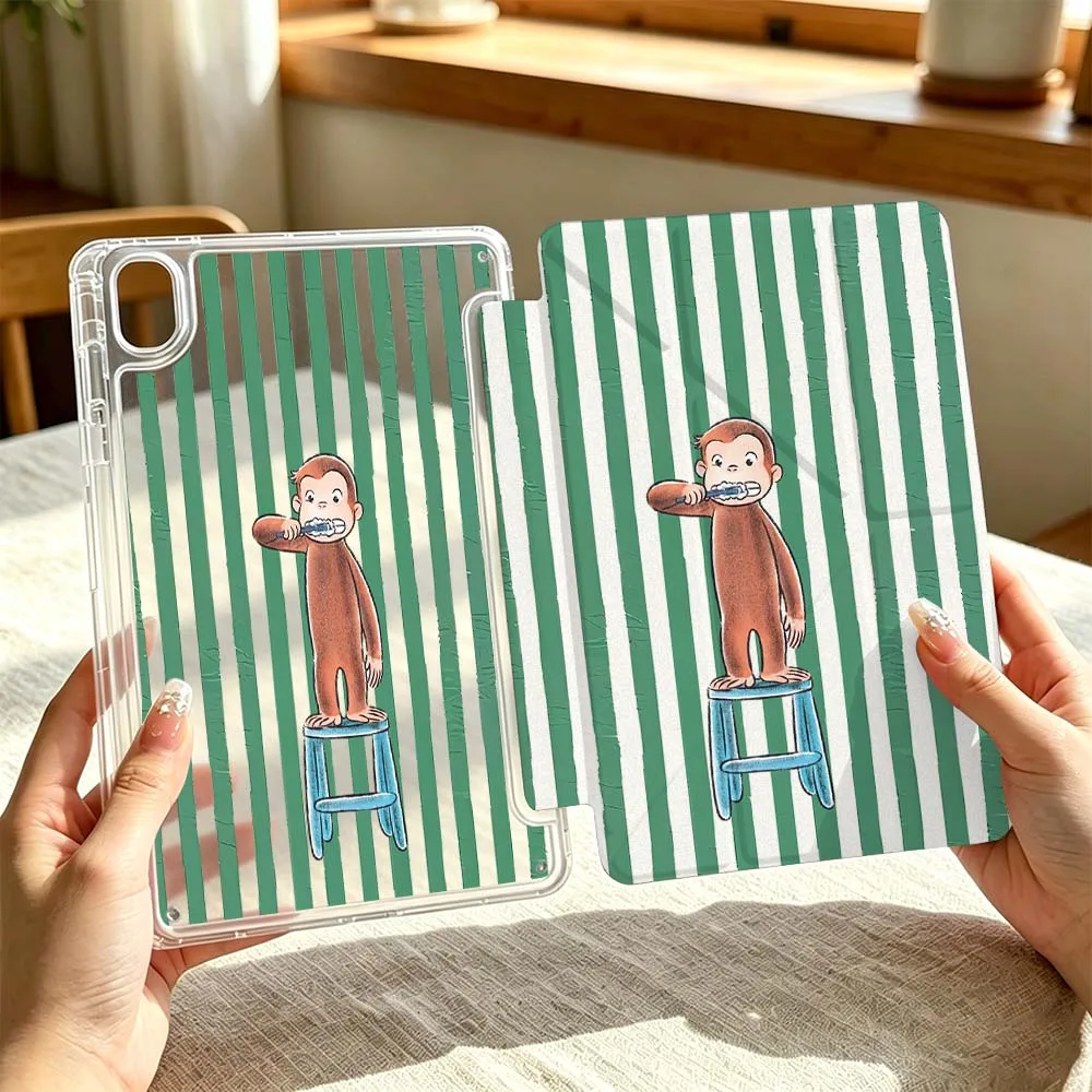 Cartoon Curious George Brushing Cover For Huawei MatePad Pro SE Honor Pad 9 V9 GT X9 10.8 11 13.2 inch Pro 3Y Tablet Case