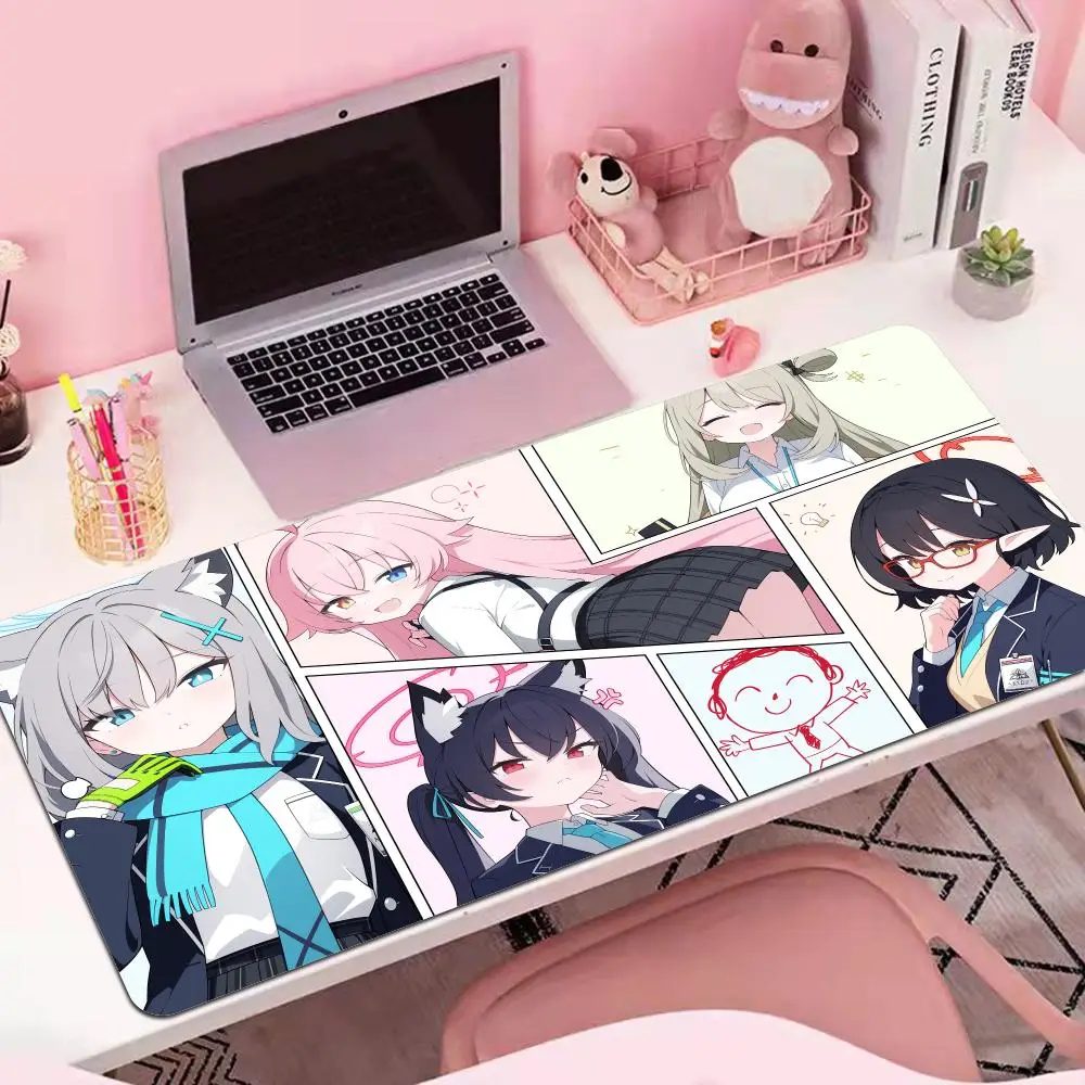 HYBXAXC Cute Girl Takanashi Hoshino Mouse Pad Anime Blue Archive Laptop PC Desk Mat Gamer Mat Large Non-slip Keyboard Mouse Mat